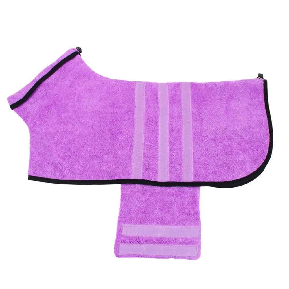 Dog Bathrobe Microfiber Quick Drying Coat Super Absorbent Luxurious Soft Pet Bath Towel Adjustable Warm Dog Bathing Supplies