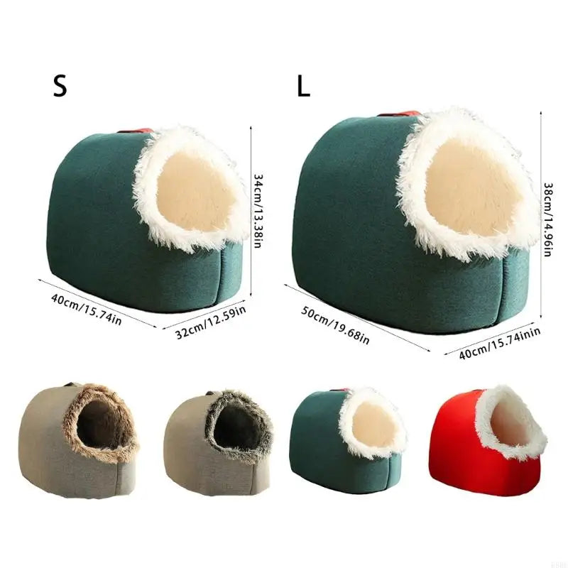 Soft Cotton Pet Bed for Small Animals - Cozy Indoor Cave for Cold Weather