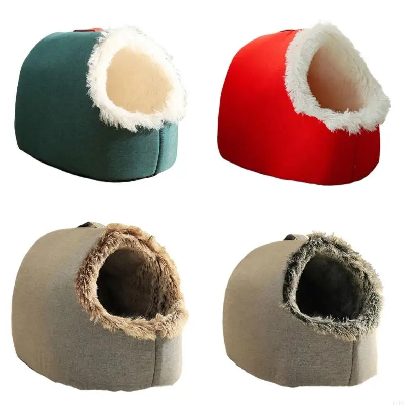 Soft Cotton Pet Bed for Small Animals - Cozy Indoor Cave for Cold Weather