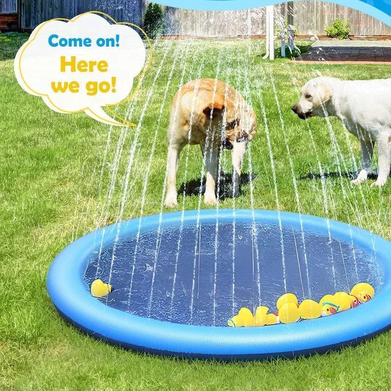 Thickened & Durable anti - Slip Splash Pad for Large Dogs - Outdoor Summer Sprinkler Toy & Water Play Mat for Backyard Fun