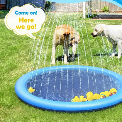 Thickened & Durable anti - Slip Splash Pad for Large Dogs - Outdoor Summer Sprinkler Toy & Water Play Mat for Backyard Fun