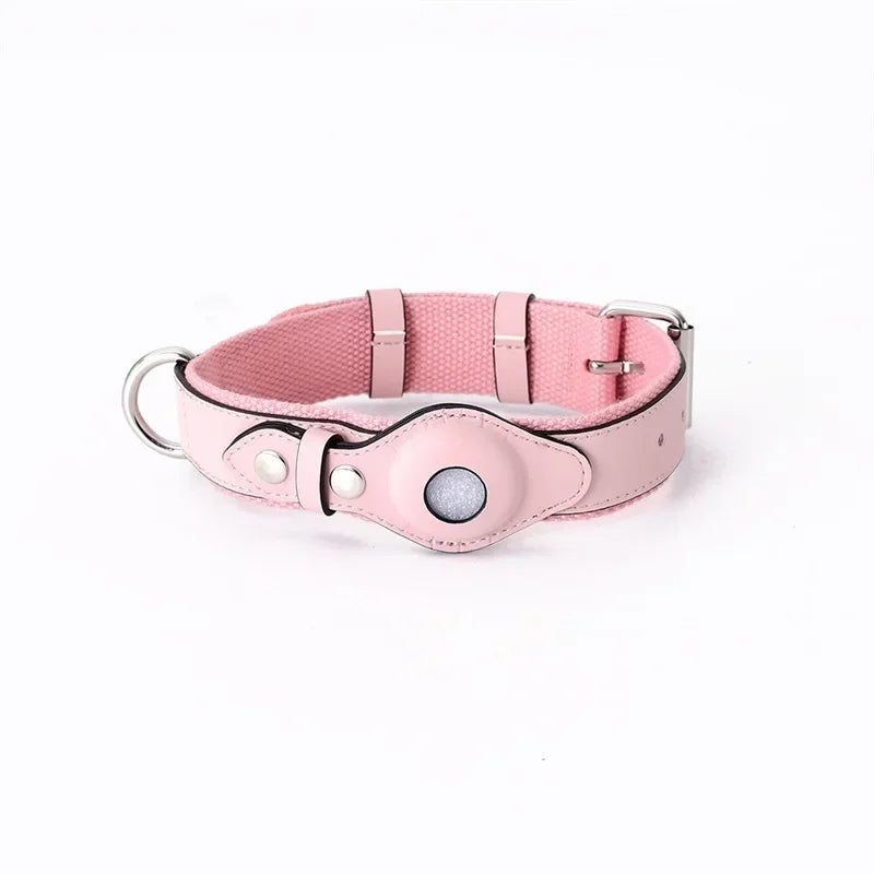 Leather Dog Collar Pet Adjustable Necklaces with Luxury Design for Apple Airtag Locationpositioning Device Cover Cat Accessories