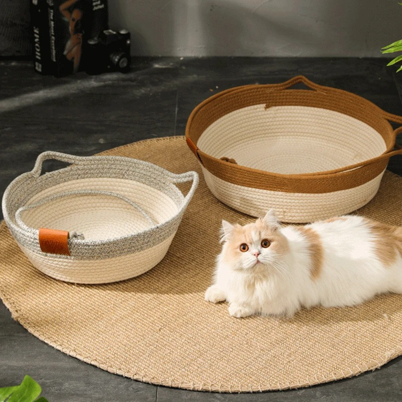 Handmade Woven Rattan Cat Bed