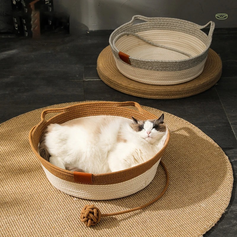 Handmade Woven Rattan Cat Bed
